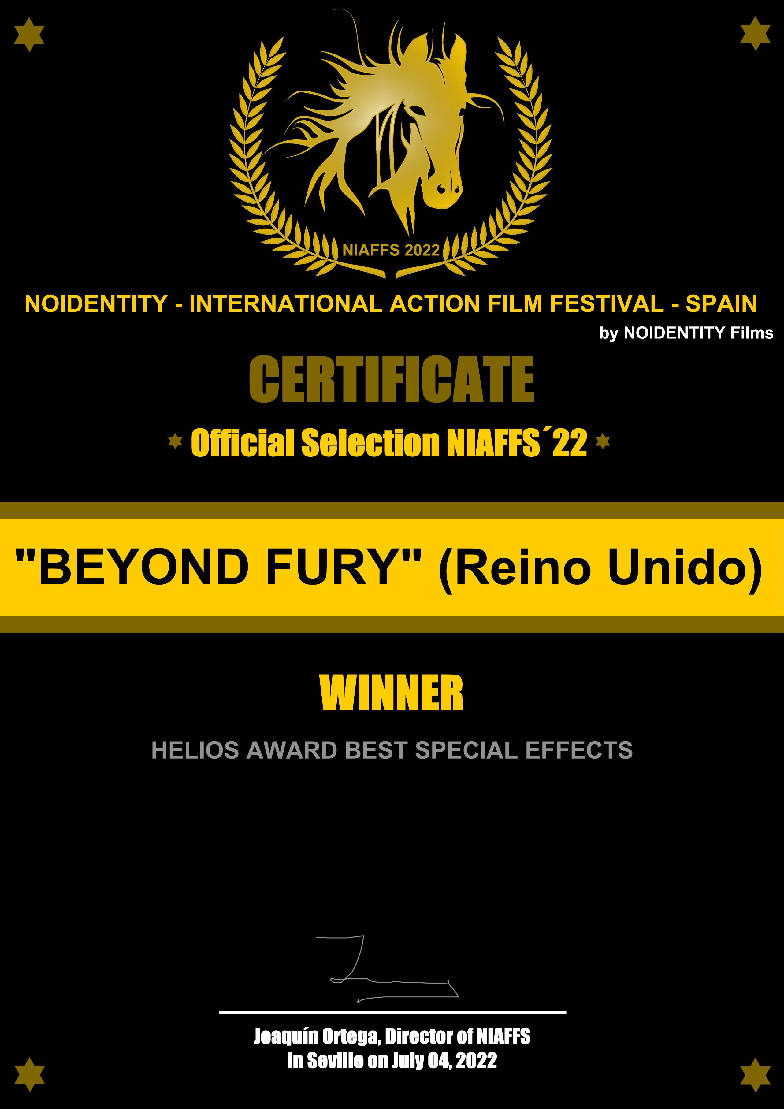 Certificado Beyond fury (Reino Unido)