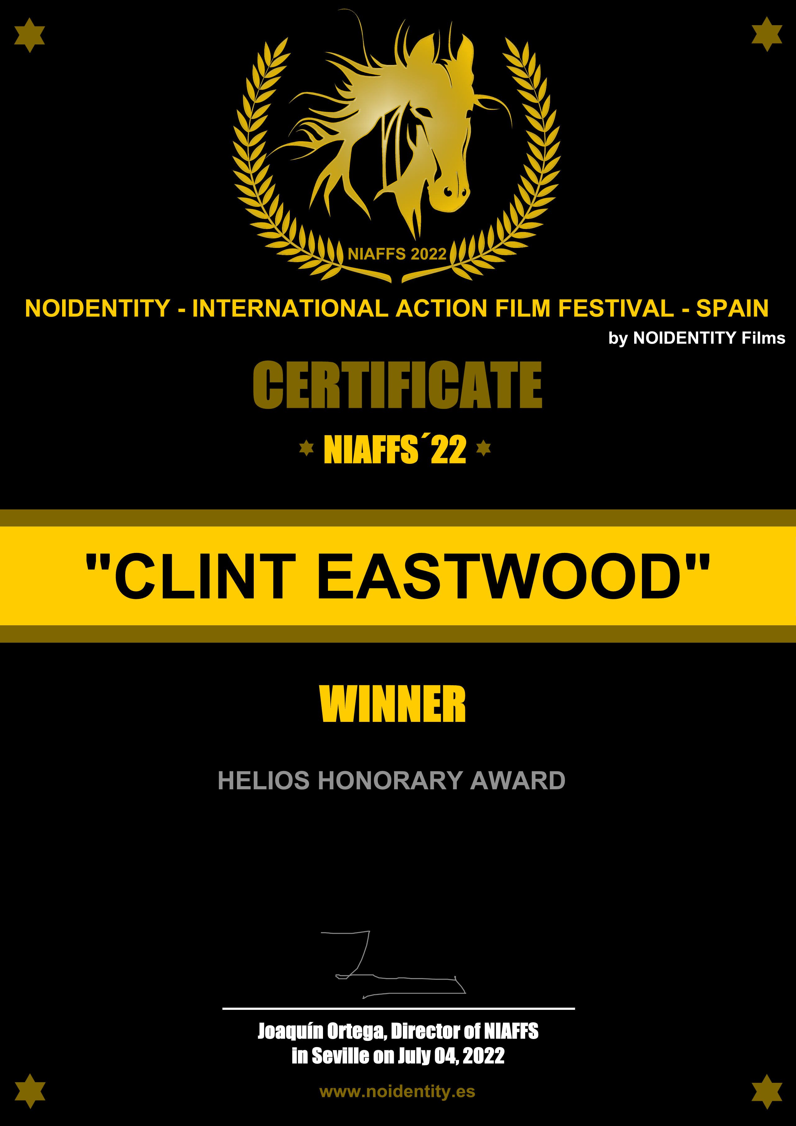 Certificado Clint Eastwood NIAFFS 2022