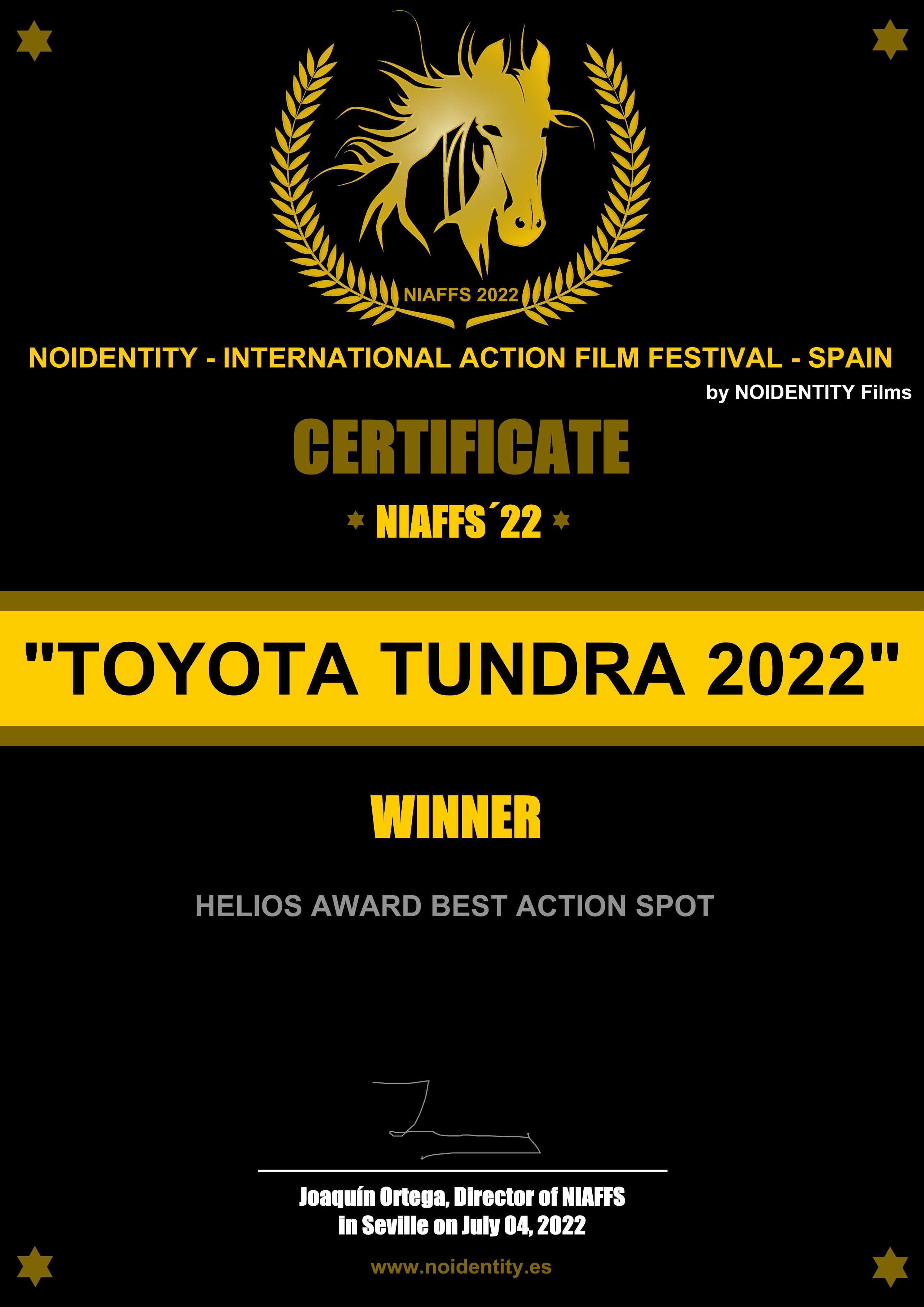 Certificado Toyota Tundra 2022 NIAFFS 2022